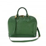 Louis Vuitton Alma Green Epi Leather Hand Bag + Strap