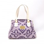 Louis Vuitton Tahitienne Cabas PM White Leather x Purple Cotton Tote Handbag - Limited