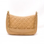 Chanel Beige Quilted Caviar Leather Small Hand Bag