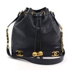 Vintage Chanel Navy Caviar Leather Tote Shoulder Bag Chain