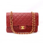 Vintage Chanel 2.55 10inch Double Flap Red Quilted Leather Shoulder Bag