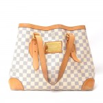 Louis Vuitton Hampstead MM White Azur Damier Canvas Large Shoulder Tote Bag
