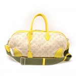 Louis Vuitton Denim Speedy Round PM Yellow Leather 2Way Bag + Strap - 2012 Limited