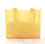 Chanel Yellow Rubber Hand Bag Silver CC
