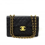 Vintage Chanel 13" Maxi Jumbo Black Quilted Leather Shoulder Flap Bag