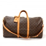 Louis Vuitton Keepall 55 Bandouliere Monogram Canvas Duffel Travel Bag + Strap