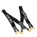 Chanel Black x White Suspenders Gold Tone