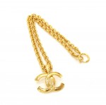Vintage Chanel Gold Tone CC Logo Pendant Necklace