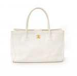 Chanel White Leather Tote Hand Bag