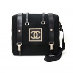 Chanel Black Cotton x Leather 2 in 1 Shoulder Backpack Bag