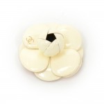 Chanel Off White Camellia Brooch Pin