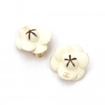 Chanel Off White Camellia Motif Earrings