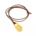 Hermes Gold Tone Hand Motif Cadena Pendant String Necklace
