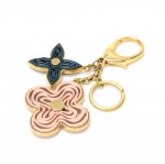 Louis Vuitton Gold Tone Navy x Pink Monogram Naif Key Chain / Holder