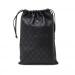 Vintage Chanel Black Quilted Leather String Bag