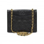Vintage Chanel Black Quilted Leather Mini Shoulder Bag