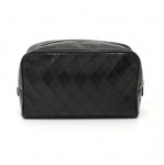 Vintage Chanel Black Calfskin Leather Cosmetic Case Pouch