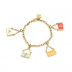 Fendi Gold Tone Baguette Bag Charm Bracelet