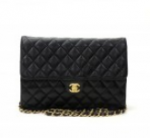42 Chanel 10inch Classic Black Quilted Leather Shoulder Flap Bag Ex