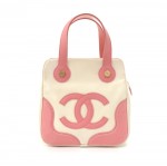 Chanel White x Pink Canvas Medium Tote Bag