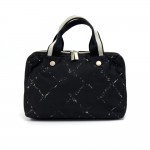 Chanel Travel Line Black x White Nylon Waterproof Hand Bag