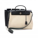 Hermes Herbag PM 2 in 1 Canvas Black Leather Shoulder Bag