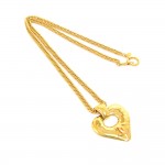 Chanel Gold Tone CC Logo Heart Shaped Chain Necklace