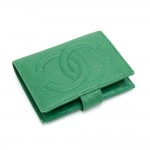 Vintage Chanel Green Caviar Leather Bifold Wallet