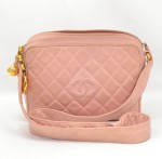 Chanel Pink Quilted Leather shoulder bag leather strap CC C605