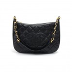 Chanel Black Quilted Caviar CC Logo Chain Shoulder Bag