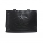Vintage Chanel Jumbo XLarge Black Caviar Leather Tote Shoulder Bag