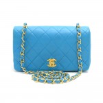 Vintage Chanel Turquoise Quilted Leather  Mini Flap Shoulder Bag