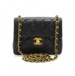 Chanel 7" Black Quilted Mini Flap Shoulder Bag