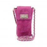 Chanel Fuchsia Quilted Suede Mini Chain Crossbody Bag