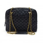 Vintage Chanel 14" Black Quilted Lambskin Leather XL Tote Shoulder Bag