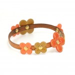 Louis Vuitton 2 Way Floral Motif Orange & Gold Vernis Leather Choker Necklace/Bracelet