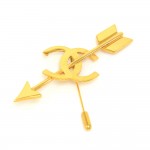 Chanel Gold-Tone Arrow and CC logo Pin Brooch