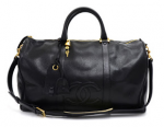 H65 Chanel Boston Black Caviar Leather Hand Bag + Strap