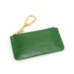 Vintage Louis Vuitton Pochette Cles Key Green Epi Leather Coin Case/ Key Chain