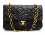 J226 Chanel 2.55 10inch Double Flap Black Quilted Leather Shoulder Bag