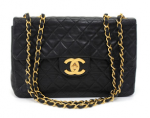 J197 Chanel 13inch Maxi Jumbo Black Quilted Leather Shoulder Flap Bag
