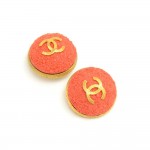 Vintage Chanel Orange and Gold Large Round CC Logo Earrings