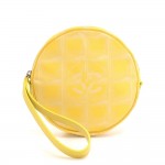 Chanel Travel Line Yellow Jacquard Nylon Round Wristlet Bag