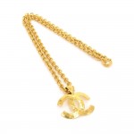 Vintage Chanel Gold Tone CC Logo Pendant Necklace