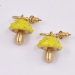 Chanel Green x Gold Mushroom Motif CC Logo Earrings