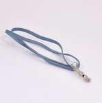 Hermes Leather Silver Tone Ultrasonic Dog Whistle Strap Necklace Blue Jean
