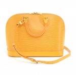 Vintage Louis Vuitton Alma Yellow Epi Leather Hand Bag + Strap