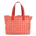 Chanel Travel Line Red Jacquard Nylon Medium Tote Bag