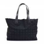 Chanel Travel Line Black Jacquard Nylon Medium Tote Bag