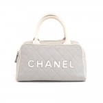 Chanel Sports Line Gray Quilted Canvas Mini Boston Bag
